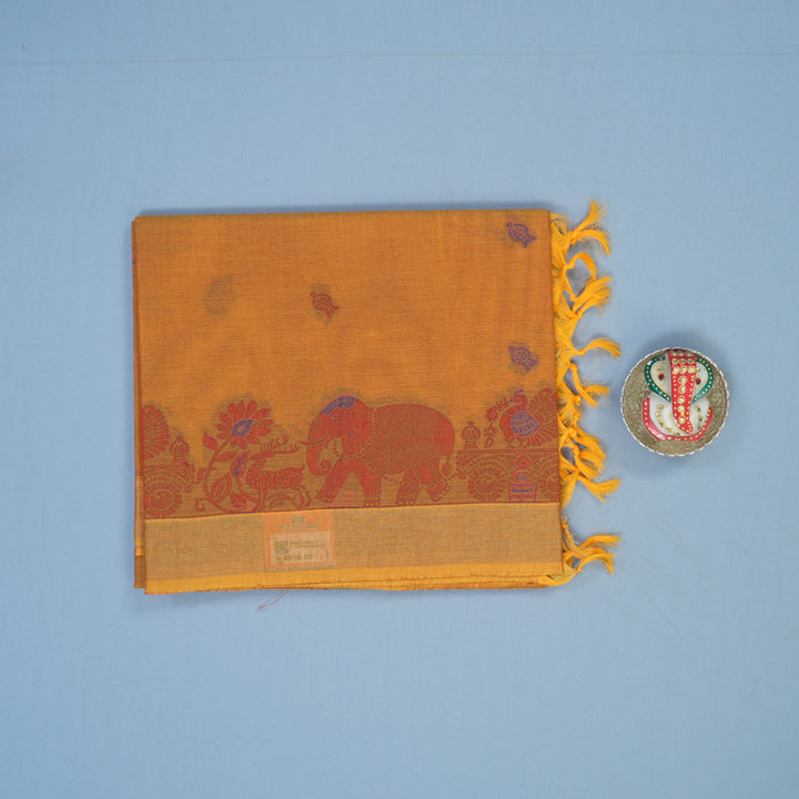 Hayagrivas Orange Handloom Cotton Saree KBE2166A11-1