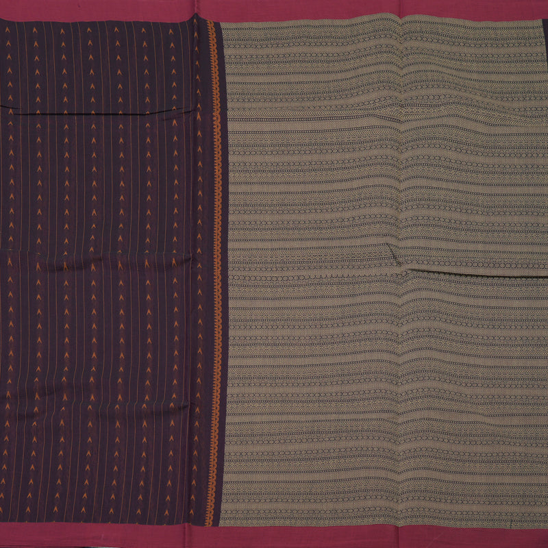 Hayagrivas Burgundy Handloom Cotton Saree KBE2166A12-2