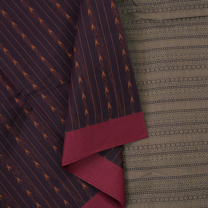 Hayagrivas Burgundy Handloom Cotton Saree KBE2166A12-2