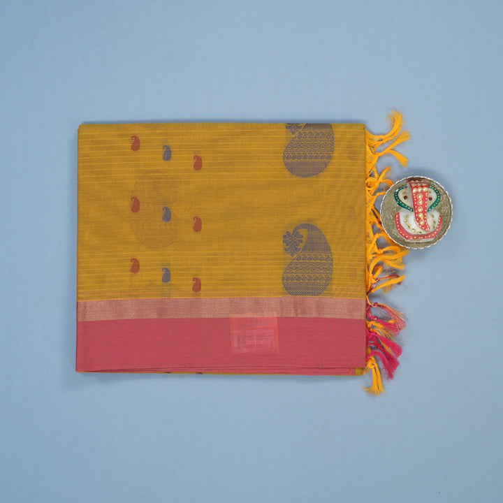 Hayagrivas Mustard Handloom Cotton Saree KBE2166A14-1