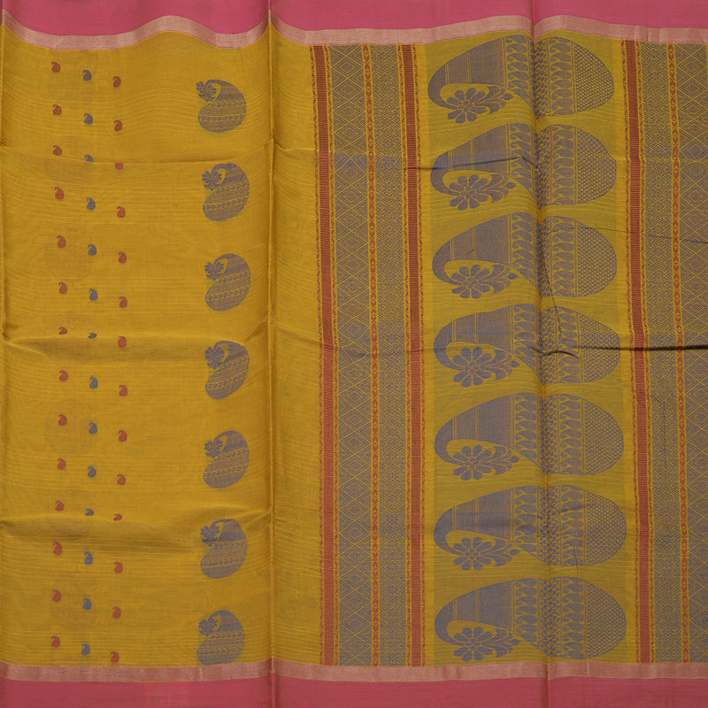 Hayagrivas Mustard Handloom Cotton Saree KBE2166A14-1
