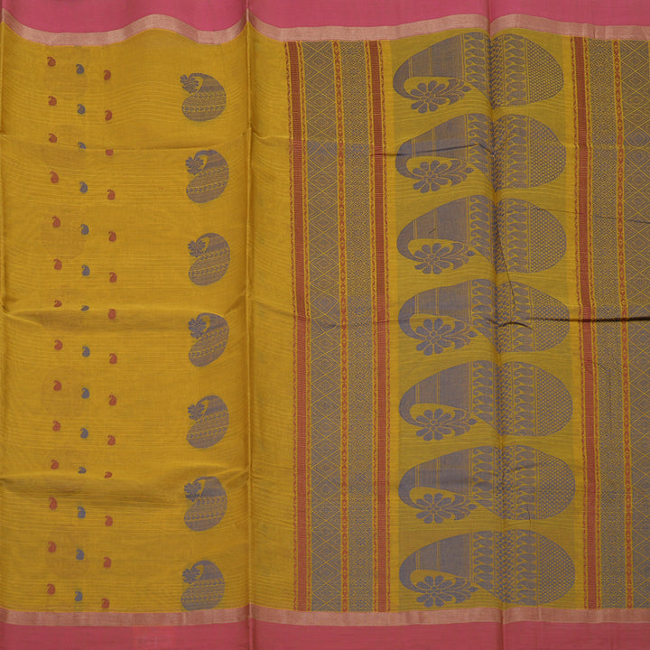 Hayagrivas Mustard Handloom Cotton Saree KBE2166A14-1