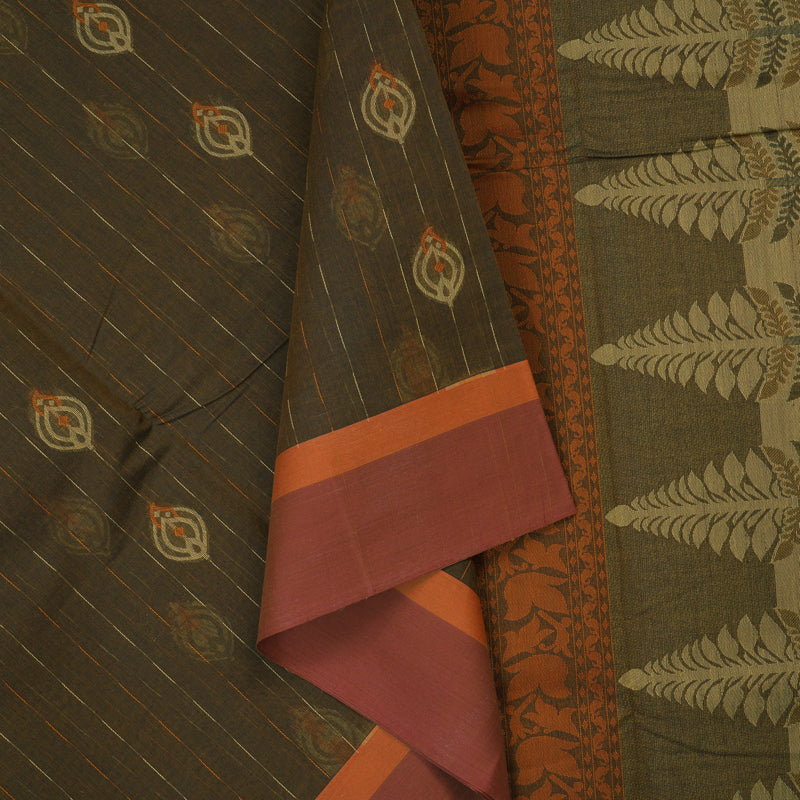 Hayagrivas Mehandi Green Handloom Cotton Saree KBE2166A18-2