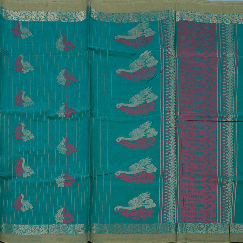 Hayagrivas Sea Green Handloom Cotton Saree KBE2166A19-1