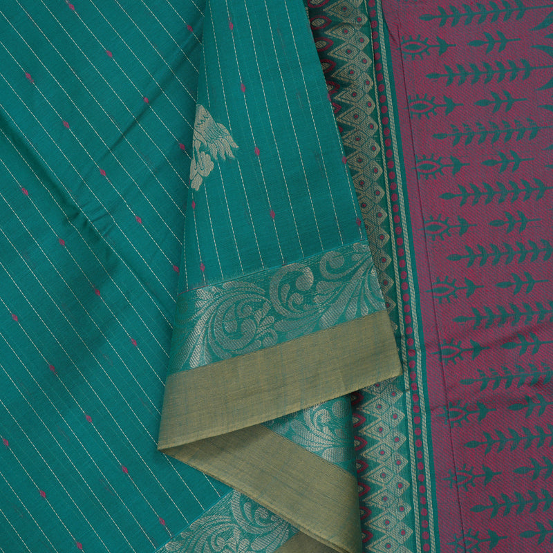 Hayagrivas Sea Green Handloom Cotton Saree KBE2166A19-1