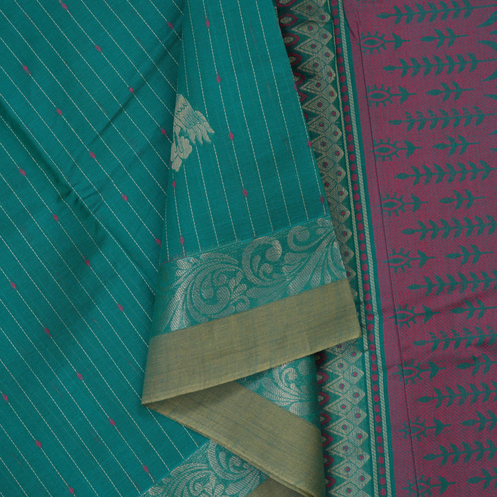 Hayagrivas Sea Green Handloom Cotton Saree KBE2166A19-1