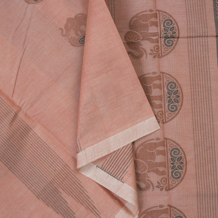Hayagrivas Mild Peach Handloom Cotton Saree KBE2166A20-4