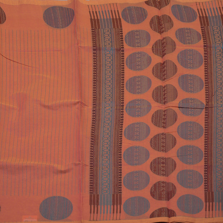 Hayagrivas Orangish-Pink Handloom Cotton Saree KBE2166A21-3