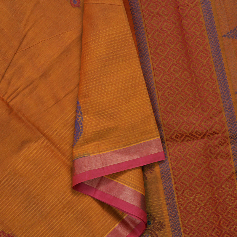 Hayagrivas Turmeric Yellow Handloom Cotton Saree KBE2166A22-3