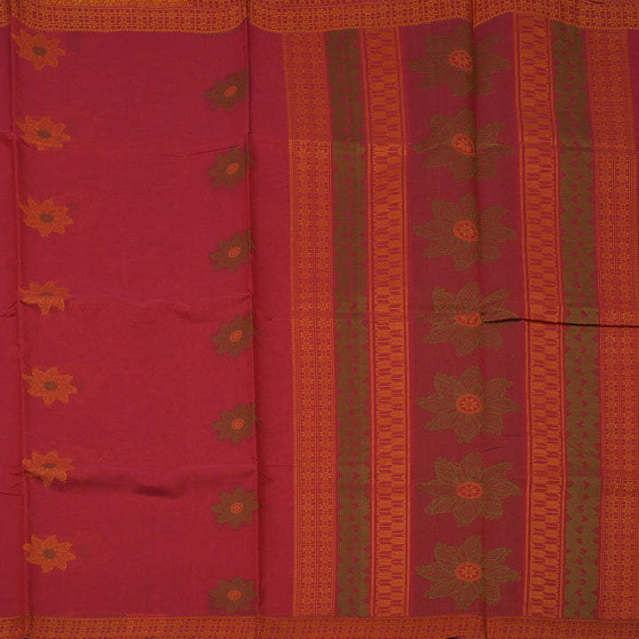 Hayagrivas Red Handloom Cotton Saree KBE2166A27-2