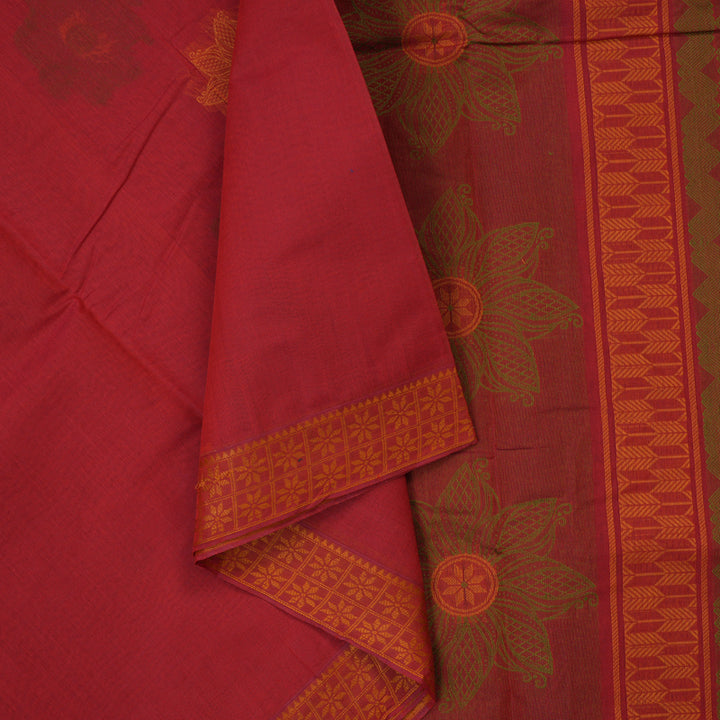 Hayagrivas Red Handloom Cotton Saree KBE2166A27-2