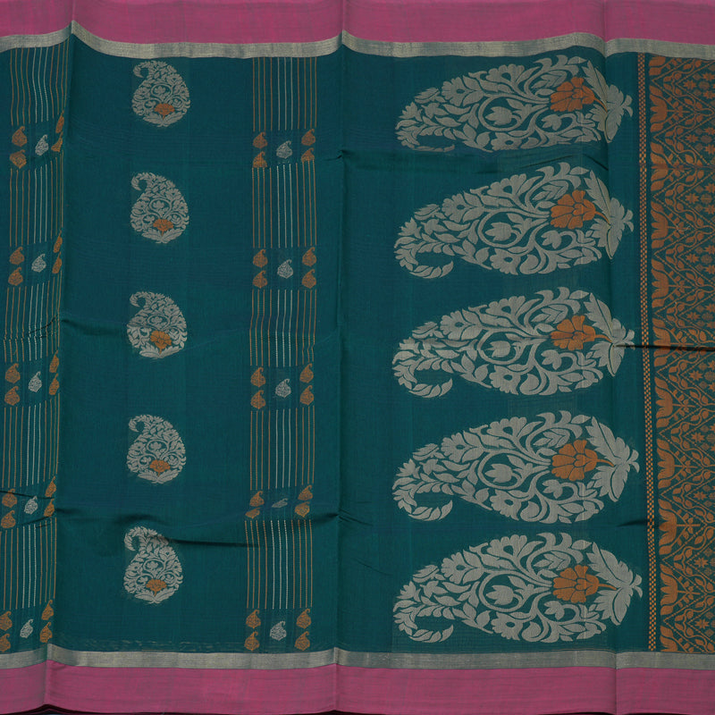 Hayagrivas Peacock Green Handloom Cotton Saree KBE2166A29-1