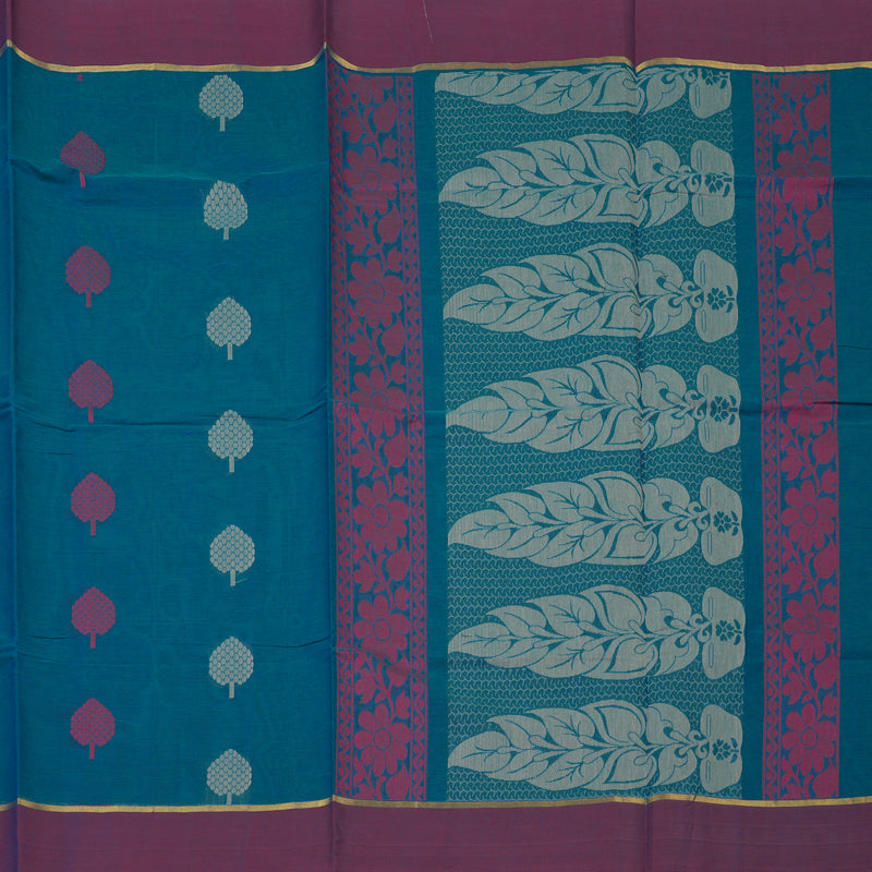 Hayagrivas Aqua Blue Handloom Cotton Saree KBE2166A4-8