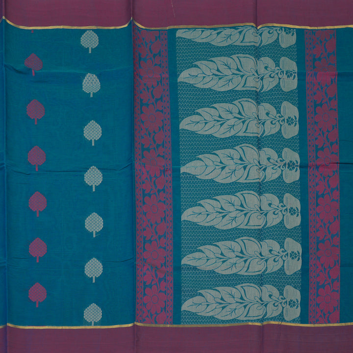 Hayagrivas Aqua Blue Handloom Cotton Saree KBE2166A4-8