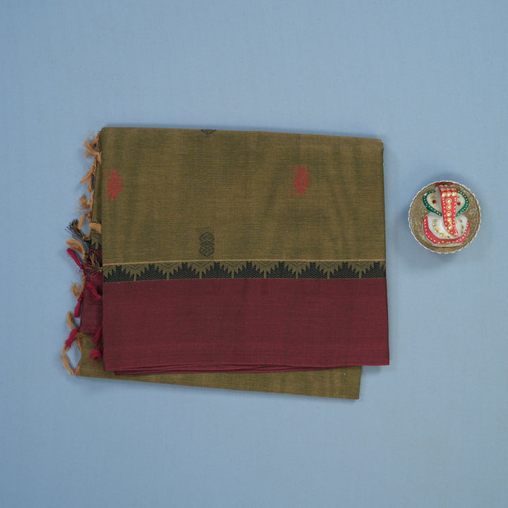 Hayagrivas Mehandi Green Handloom Cotton Saree KBE2166A5-1