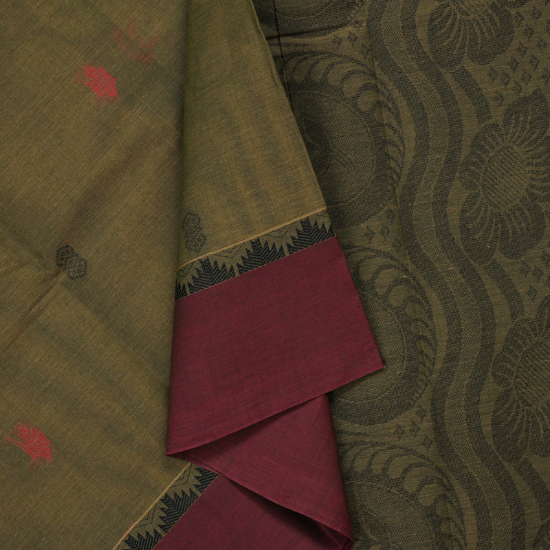 Hayagrivas Mehandi Green Handloom Cotton Saree KBE2166A5-1