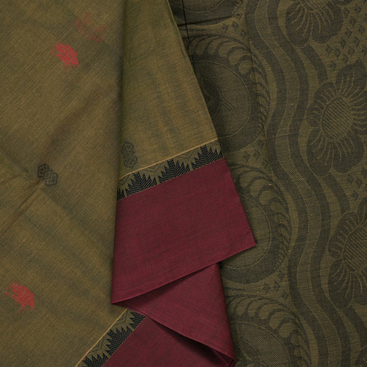Hayagrivas Mehandi Green Handloom Cotton Saree KBE2166A5-1