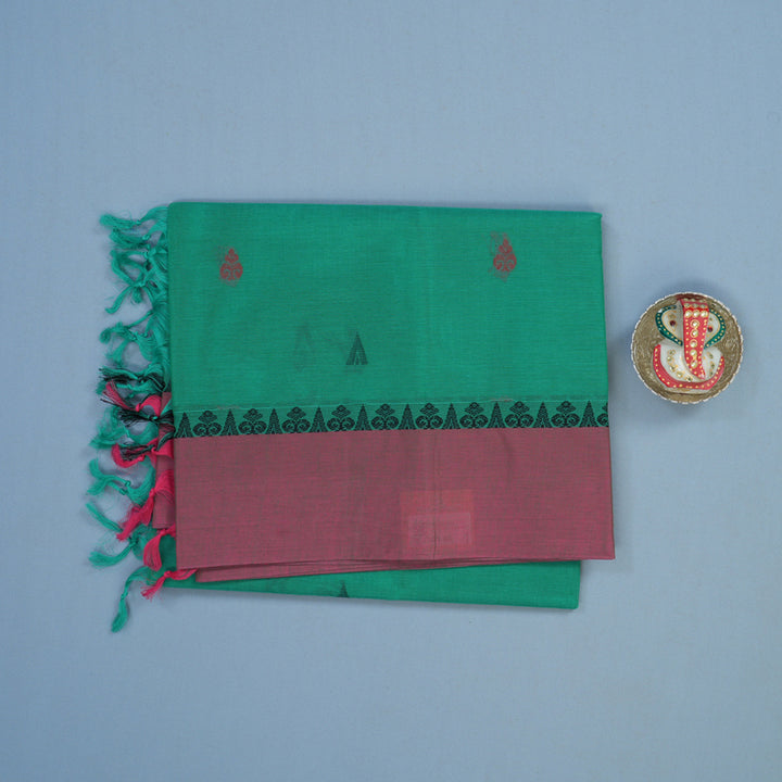 Hayagrivas Sea Green Handloom Cotton Saree KBE2166A5-11