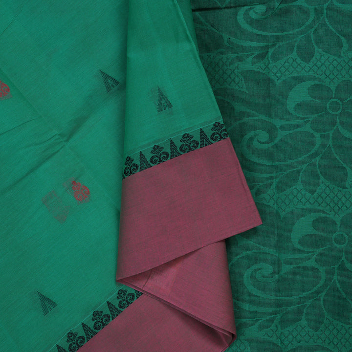 Hayagrivas Sea Green Handloom Cotton Saree KBE2166A5-11