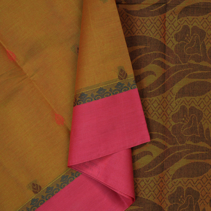 Hayagrivas Sampanga Yellow Handloom Cotton Saree KBE2166A5-6