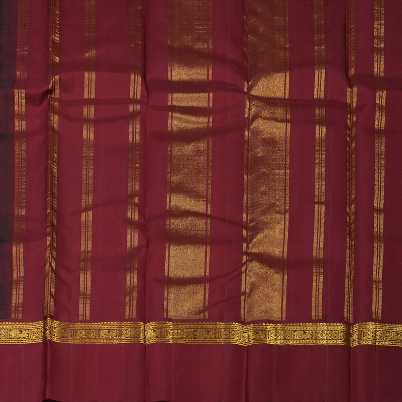 Hayagrivas Handloom Bottle Green Kanjivaram Silk Saree with Maroon Border KBE2172A10-1