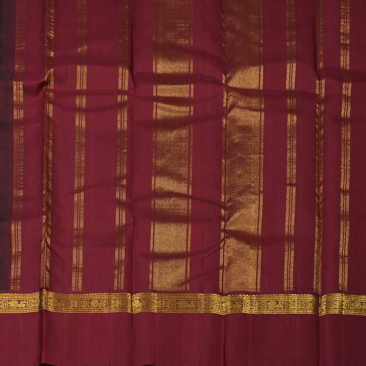Hayagrivas Handloom Bottle Green Kanjivaram Silk Saree with Maroon Border KBE2172A10-1