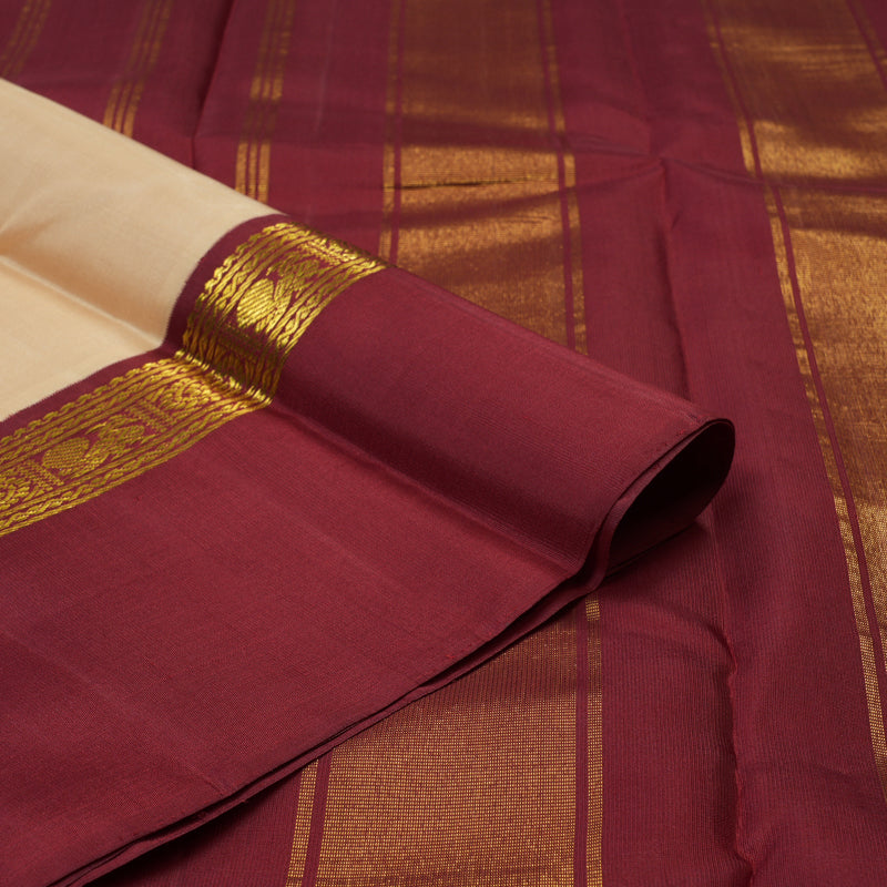 Hayagrivas Handloom Sandal Kanjivaram Silk Saree with Maroon Border KBE2172A10-2