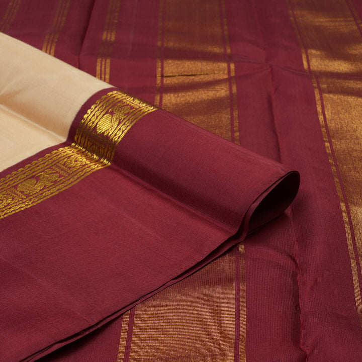 Hayagrivas Handloom Sandal Kanjivaram Silk Saree with Maroon Border KBE2172A10-2