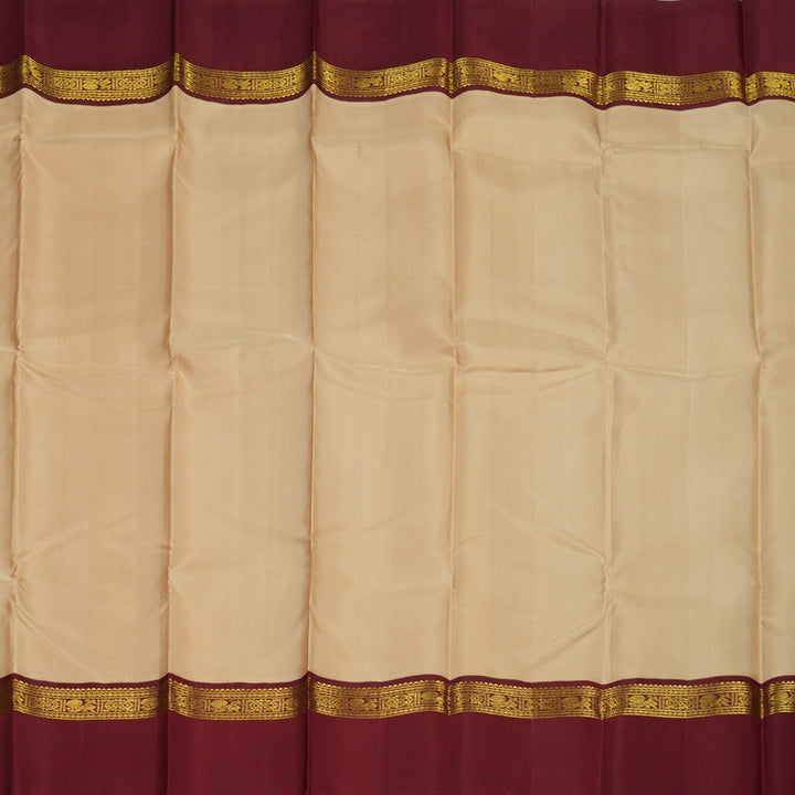 Hayagrivas Handloom Sandal Kanjivaram Silk Saree with Maroon Border KBE2172A10-2