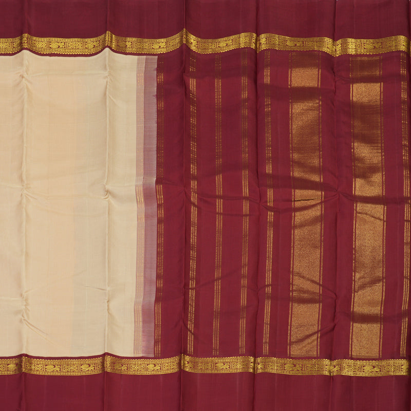 Hayagrivas Handloom Sandal Kanjivaram Silk Saree with Maroon Border KBE2172A10-2