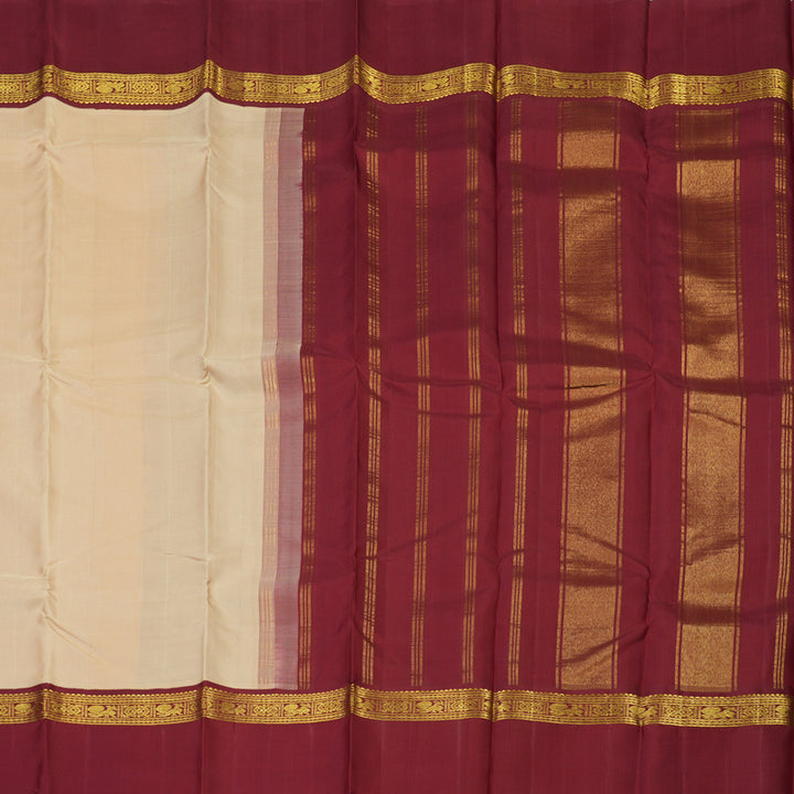 Hayagrivas Handloom Sandal Kanjivaram Silk Saree with Maroon Border KBE2172A10-2