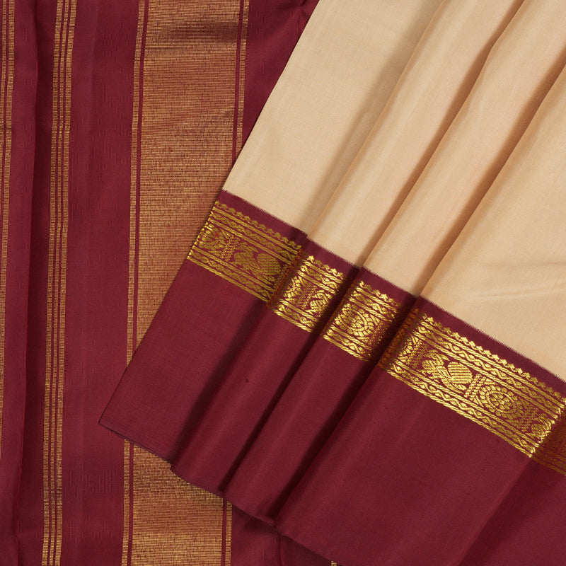 Hayagrivas Handloom Sandal Kanjivaram Silk Saree with Maroon Border KBE2172A10-2
