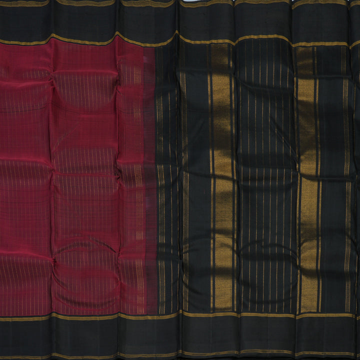 Hayagrivas Handloom Wine Maroon Kanjivaram Silk Saree with Black Border KBE2173A16-1