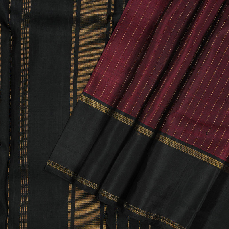 Hayagrivas Handloom Wine Maroon Kanjivaram Silk Saree with Black Border KBE2173A16-1