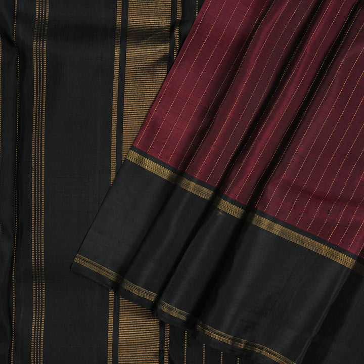 Hayagrivas Handloom Wine Maroon Kanjivaram Silk Saree with Black Border KBE2173A16-1