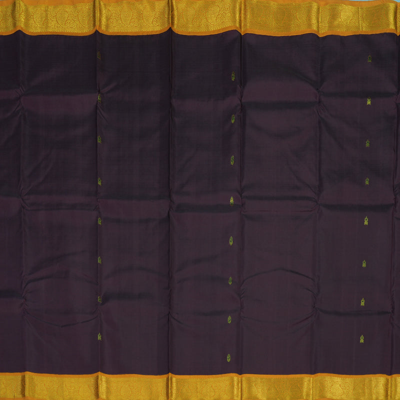 Hayagrivas Handloom Wine Kanjivaram Silk Saree with Golden Orange Border KBE2173A3-1