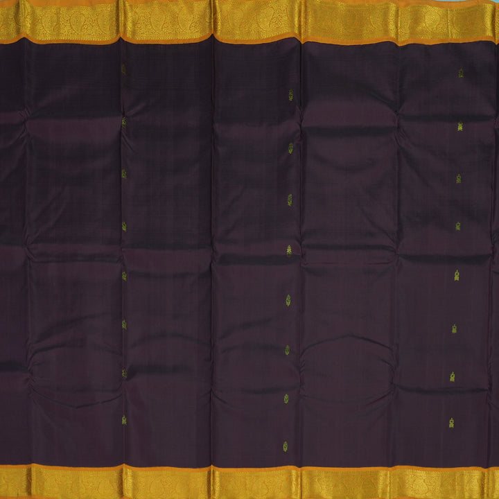 Hayagrivas Handloom Wine Kanjivaram Silk Saree with Golden Orange Border KBE2173A3-1