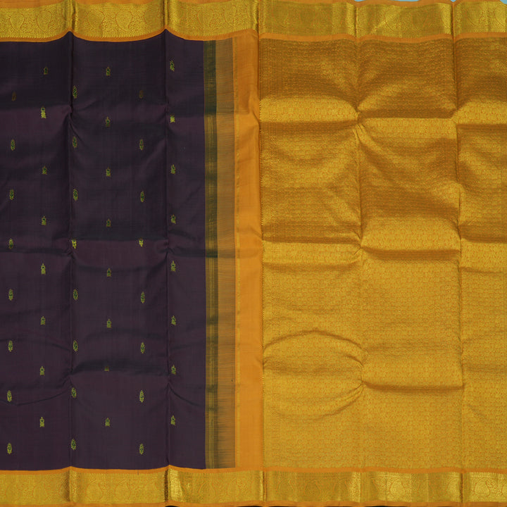 Hayagrivas Handloom Wine Kanjivaram Silk Saree with Golden Orange Border KBE2173A3-1