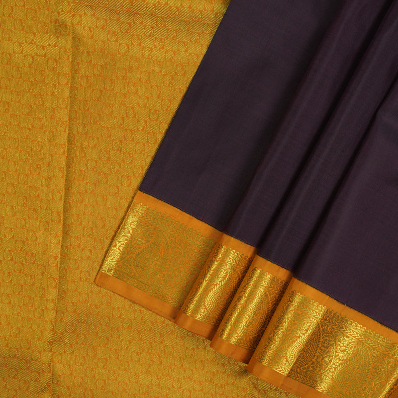 Hayagrivas Handloom Wine Kanjivaram Silk Saree with Golden Orange Border KBE2173A3-1
