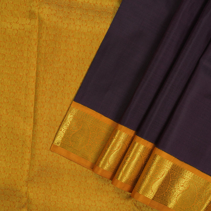 Hayagrivas Handloom Wine Kanjivaram Silk Saree with Golden Orange Border KBE2173A3-1