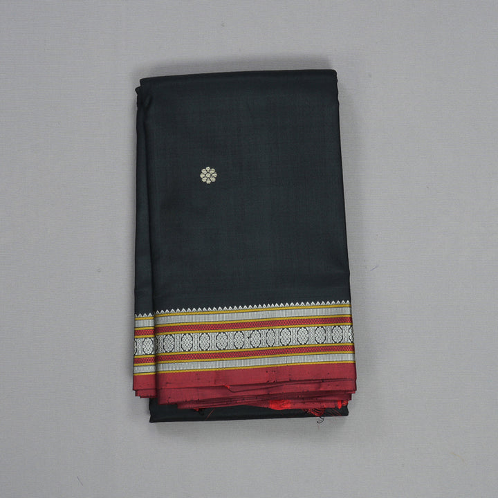 Hayagrivas Handloom Black Kanjivaram Silk Saree with Maroon Border KBE2174A1-1