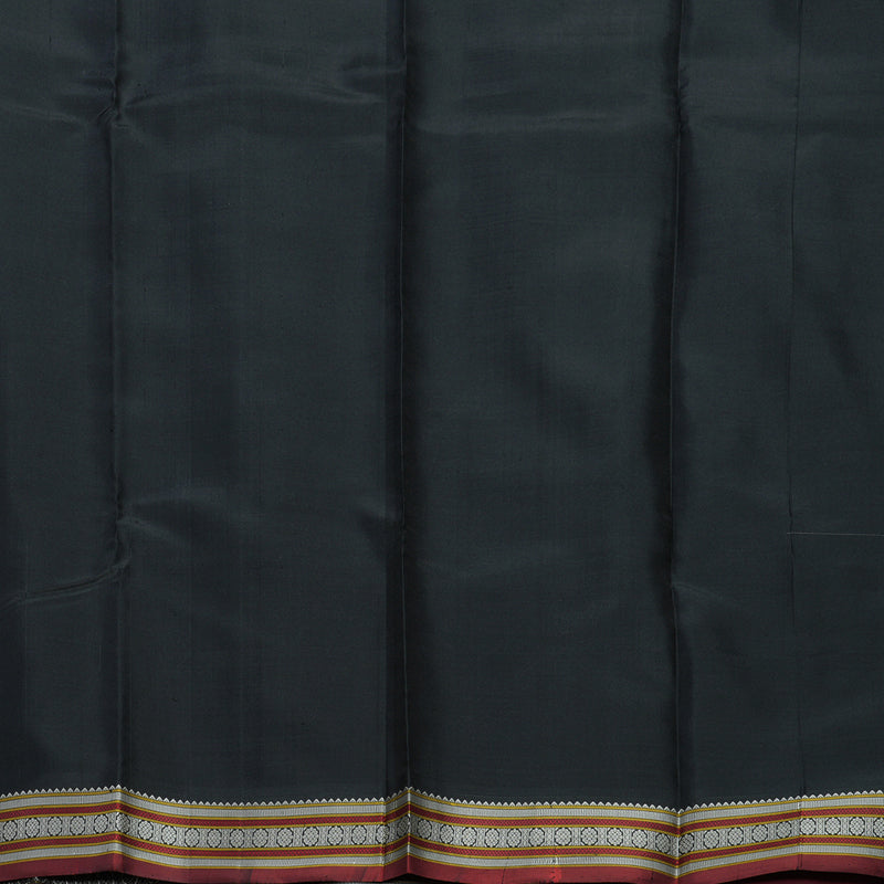 Hayagrivas Handloom Black Kanjivaram Silk Saree with Maroon Border KBE2174A1-1