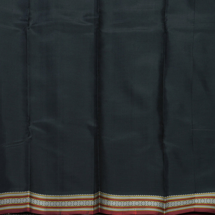 Hayagrivas Handloom Black Kanjivaram Silk Saree with Maroon Border KBE2174A1-1