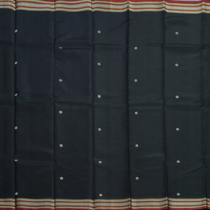 Hayagrivas Handloom Black Kanjivaram Silk Saree with Maroon Border KBE2174A1-1