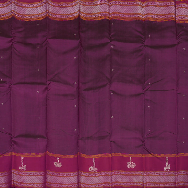 Hayagrivas Handloom Purple Kanjivaram Silk Saree with Magenta Border KBE2174A2-4