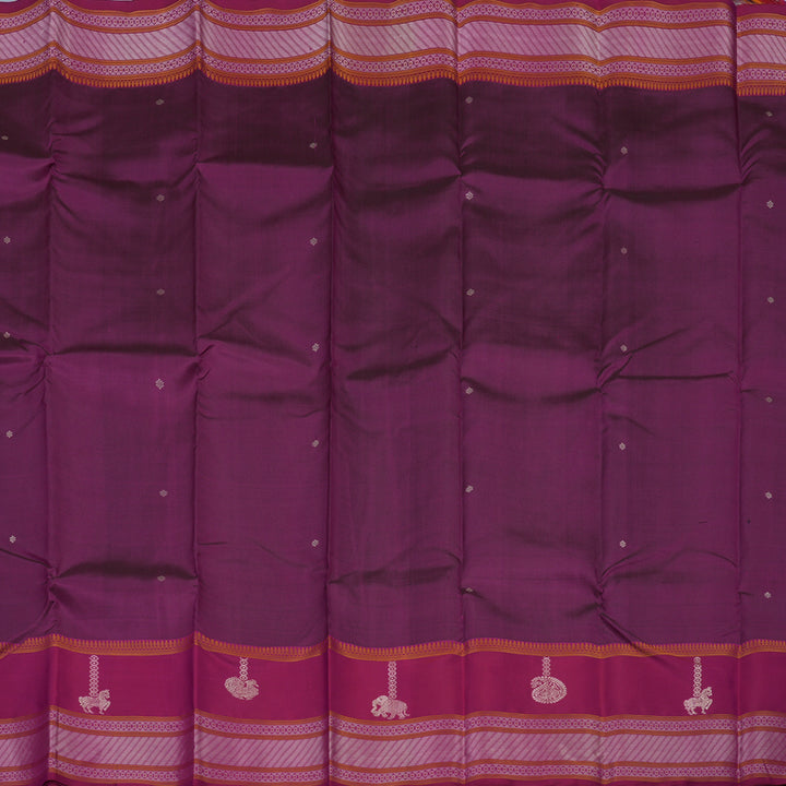 Hayagrivas Handloom Purple Kanjivaram Silk Saree with Magenta Border KBE2174A2-4