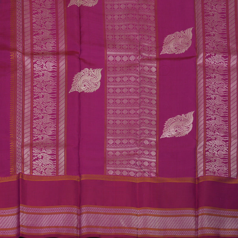 Hayagrivas Handloom Purple Kanjivaram Silk Saree with Magenta Border KBE2174A2-4