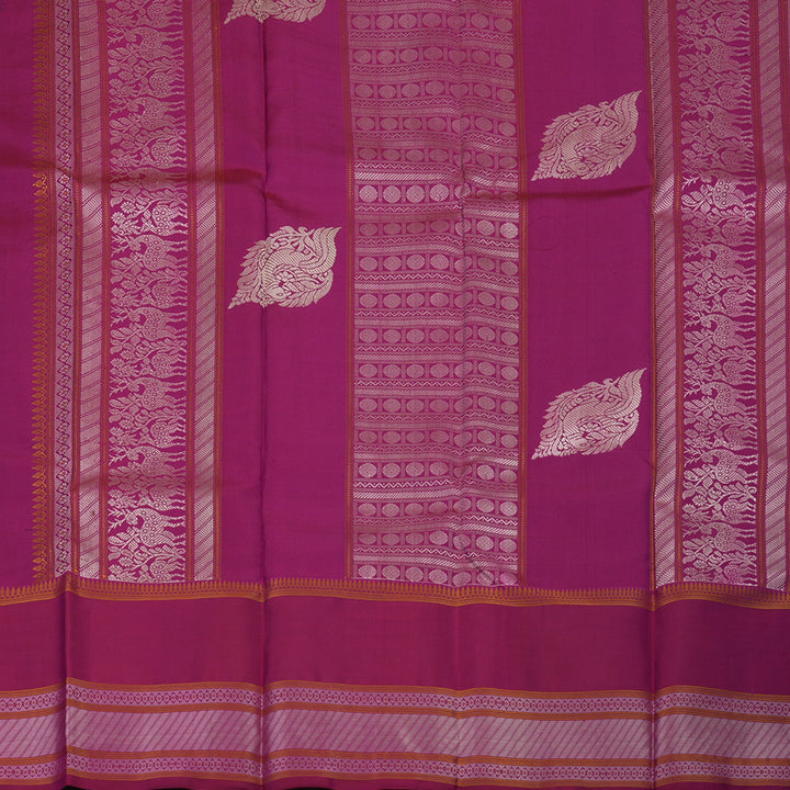 Hayagrivas Handloom Purple Kanjivaram Silk Saree with Magenta Border KBE2174A2-4
