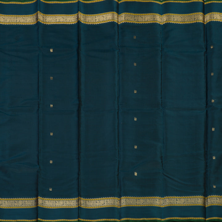 Hayagrivas Handloom Peacock Green Kanjivaram Silk Saree KBE2174A2-6