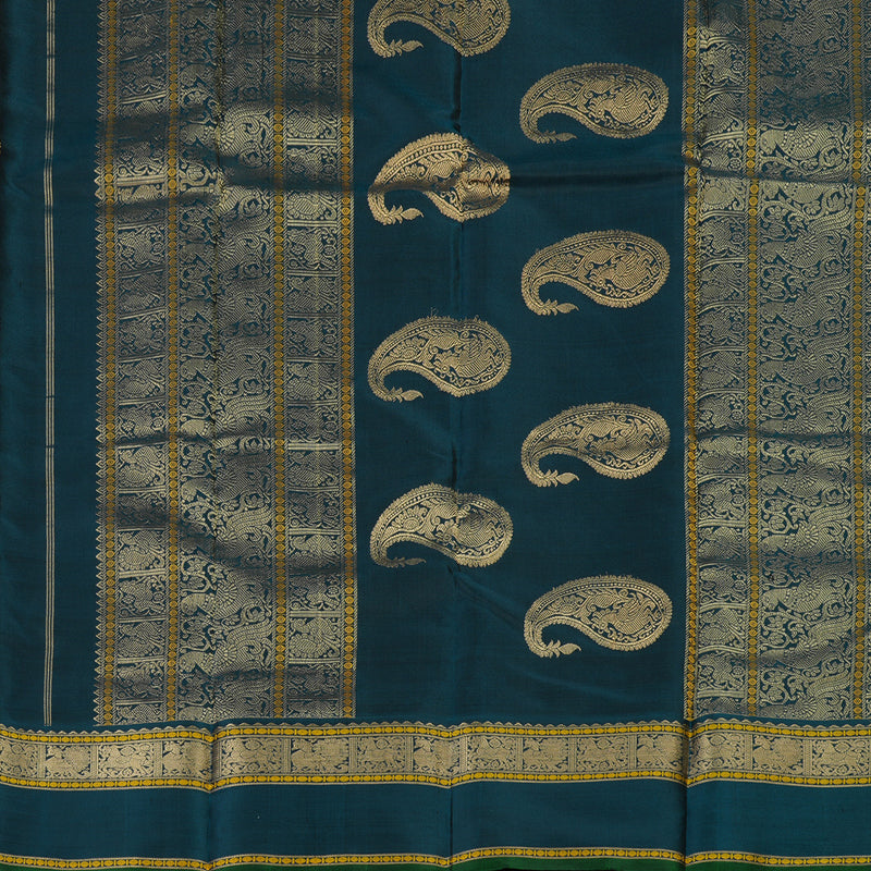Hayagrivas Handloom Peacock Green Kanjivaram Silk Saree KBE2174A2-6